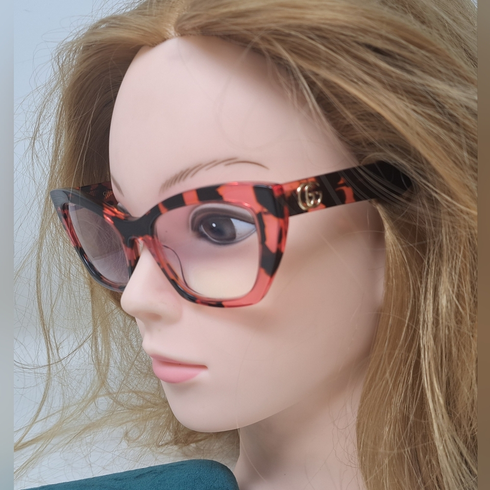 Gucci Women's Eye Glasses Red Havana Transparent Cat Eye GG1334O 003 52-20-145 - Picture 16 of 16